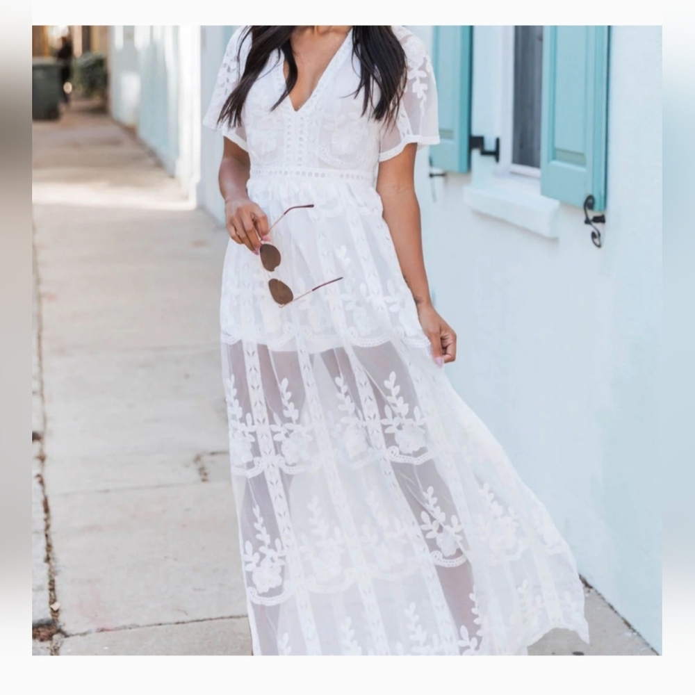 White Lace Maxi Dress